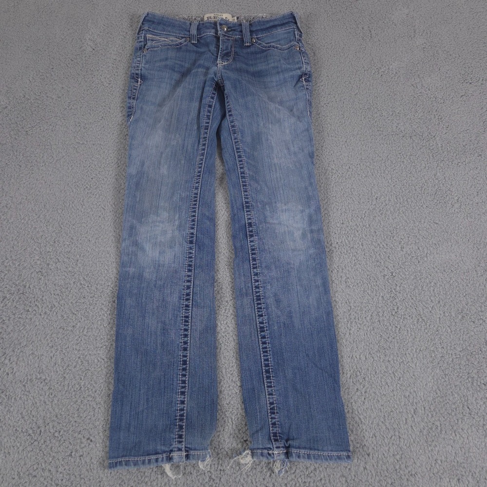 Ariat Jeans Women 28R Blue R.E.A.L. Mid Rise Icon Stackable Straight Leg Stretch